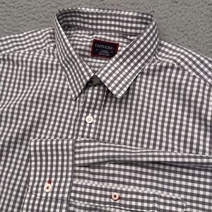 UNTUCKit Dunn Button‎ Down Shirt Men's Large Gray Gingham Check Long Sleeve